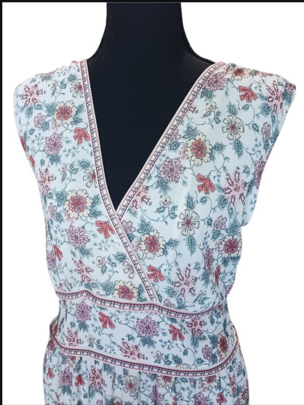 Max Studio Tiered Midi Dress Floral Surplice Neck Cottage - Picture 4 of 9